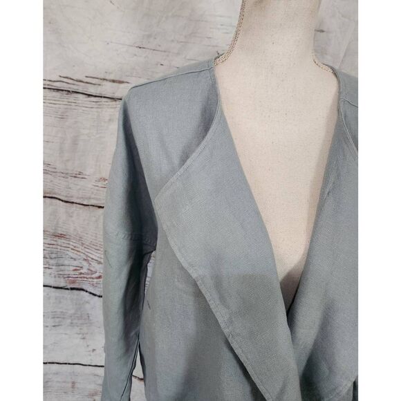 Eileen Fisher Heavy Organic Linen Drape Front Blazer/Jacket Size Large - Picture 3 of 7